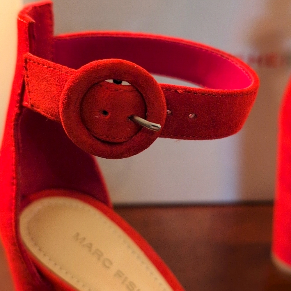 👠 Perfect MARC FISHER Suede MAGALI - Medium Red Suede👠 - Picture 4 of 7
